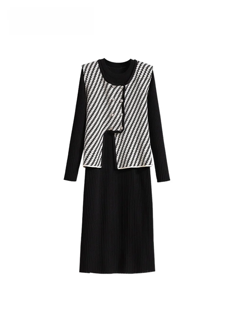 

Большие размеры Long Sve Dr, женские осенне-зимние Thiened, корейские, облегающие, из полиэфирного волокна, круглые Ne Dr