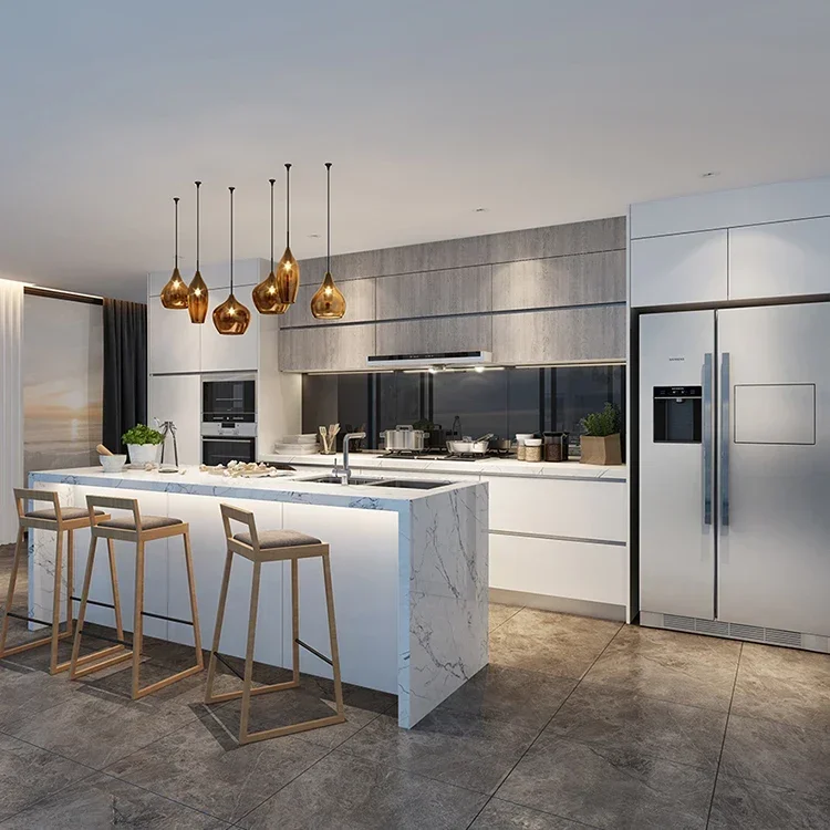 White Luxury Classic Style Solid Wood Wooden Kitchen Cabinets Set Ready To Assemble With Cupboard
