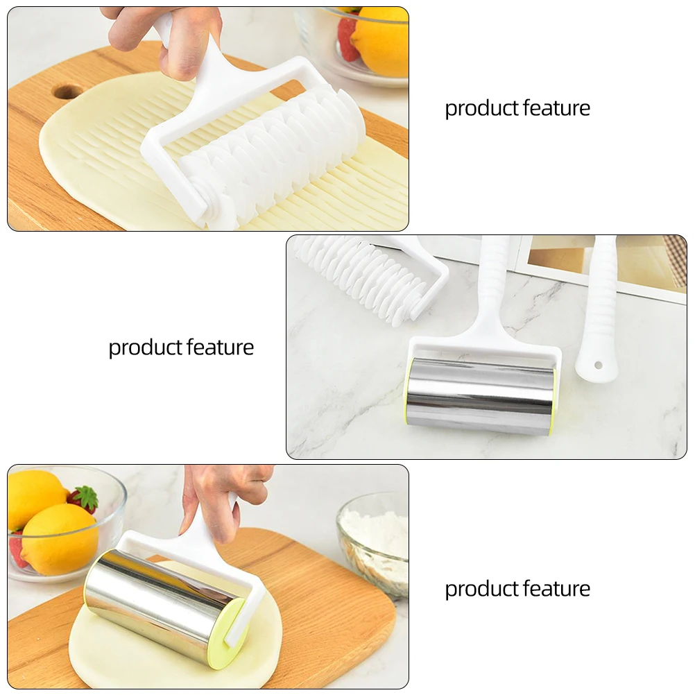 

3 Pcs Kit Pizza Dough Pizza Tools Kit Roller Dough Roller Pastry Needle Wheel Baking Accessories Kitchen Gadgets