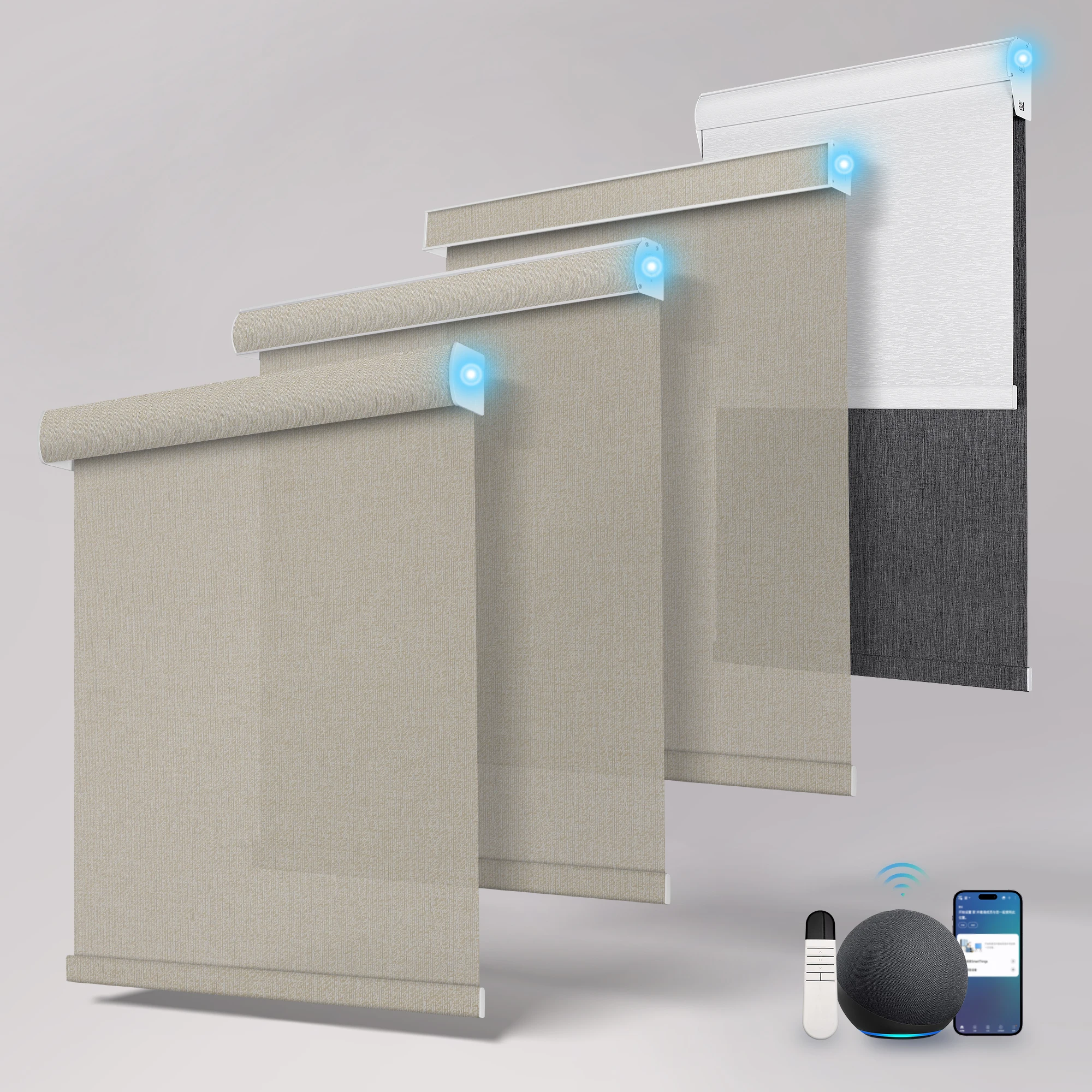 Automatic Roller Shades Custom Motorized Blinds Blackout Electric Roller Blinds with Remote for Office  and Bedroom