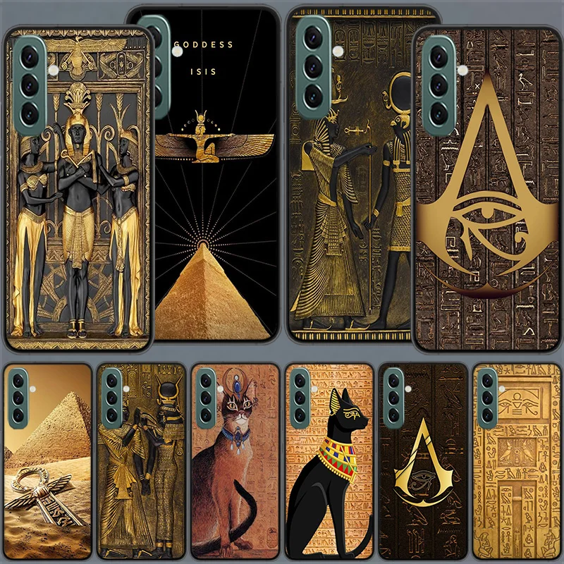 Egypt Pharaoh Mural Phone Case For Samsung Galaxy A54 A34 A24 A14 A04 A04S A12 A22 A32 A52S A72 A53 A33 A23 A13 4G A73 A42 5G Co