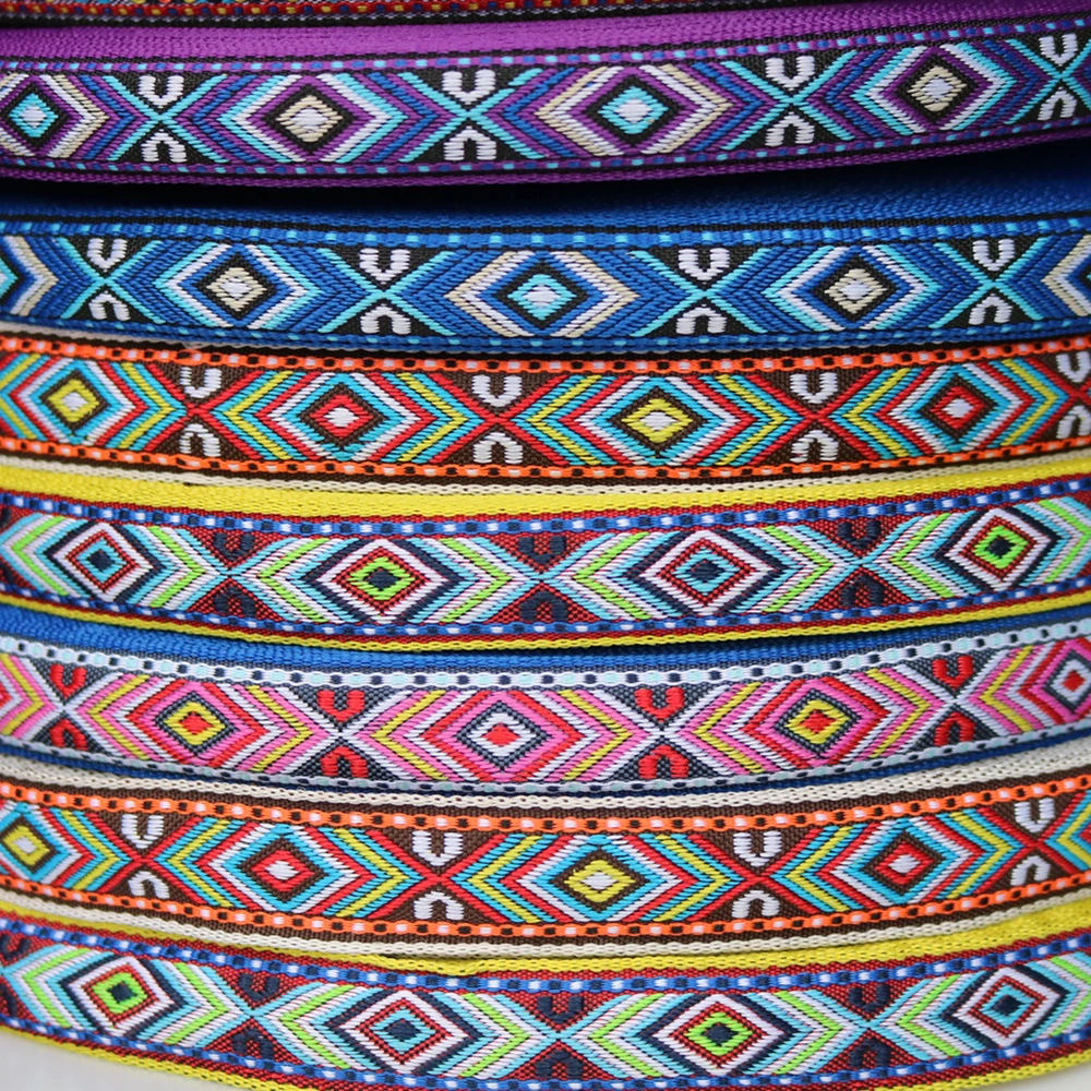 5 Yards 0.78 Inch 20MM 18MM Geometric Styles Woven Jacquard Embroidered Ribbons DIY Apparel Wrapping Trim Sewing Accessories 50Y