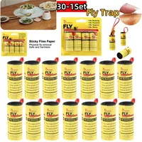 30-1Set Fly Sticky Paper Strip Strong Glue Double Sided Flies Paper Strips Flying Insect Bug Mosquitos Catcher Roll Tape
