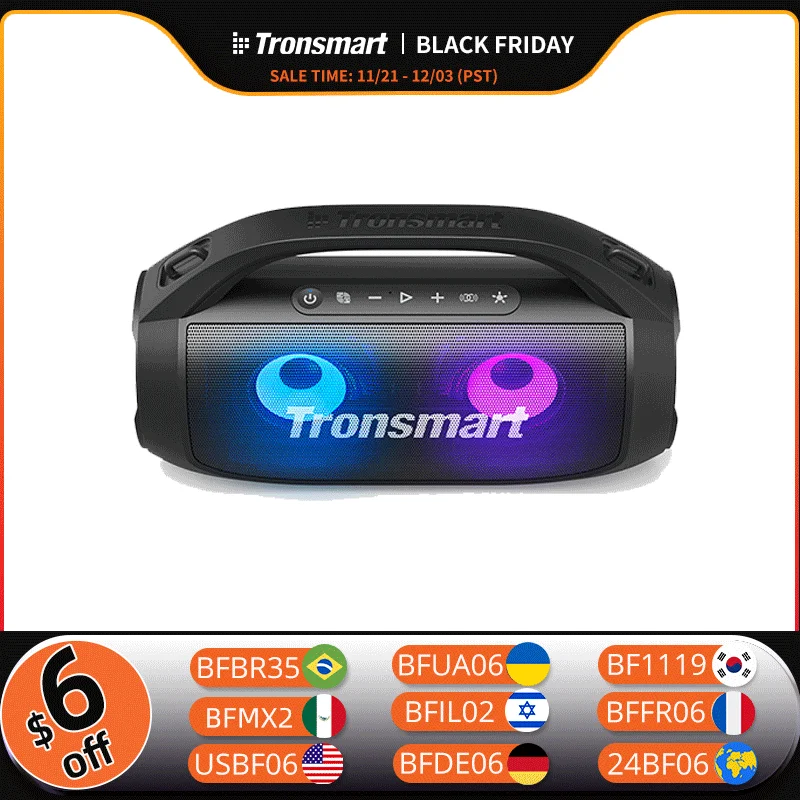 Tronsmart Bang SE Alto-falante portátil Bluetooth com Bluetooth 5.3, alça portátil, 24 horas de reprodução, para festa, camping