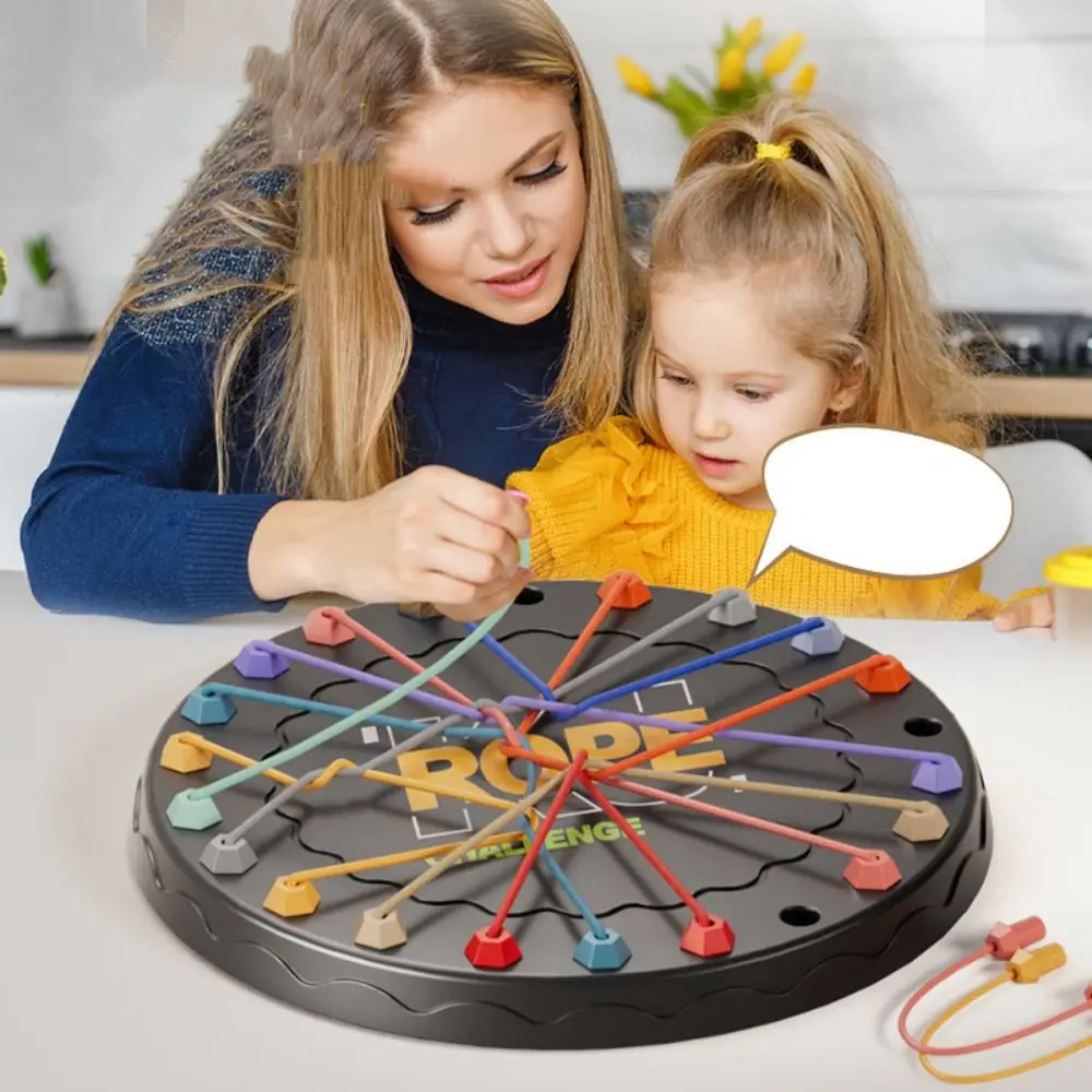 Logical Thinking Kid Rope Knots Game Challenge Color Twisted Connected Line Montessori Rope Knots Toy Stereoscopic