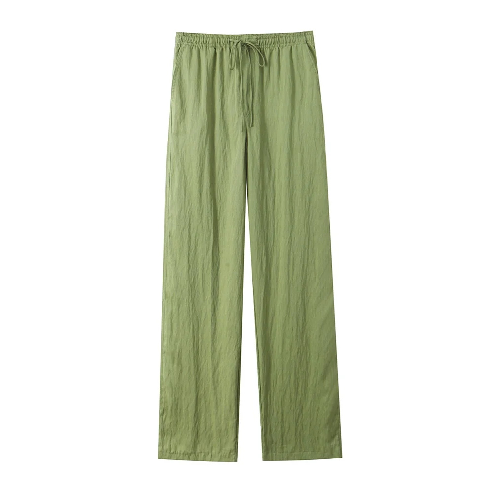 2024ZAR * Spring/Summer New Women\'s European and American Fashion Casual Versatile Four Color Flowing Straight Leg Pants