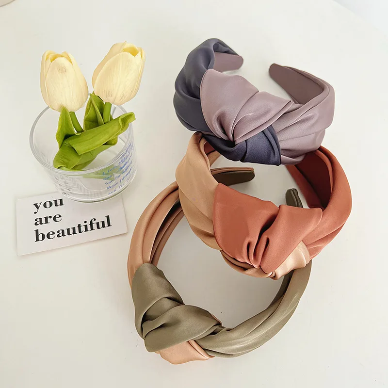 Women Girls Autumn Winter Silk Satin Big Knot Hairband Headband Hair Jewelry Hair Accessories