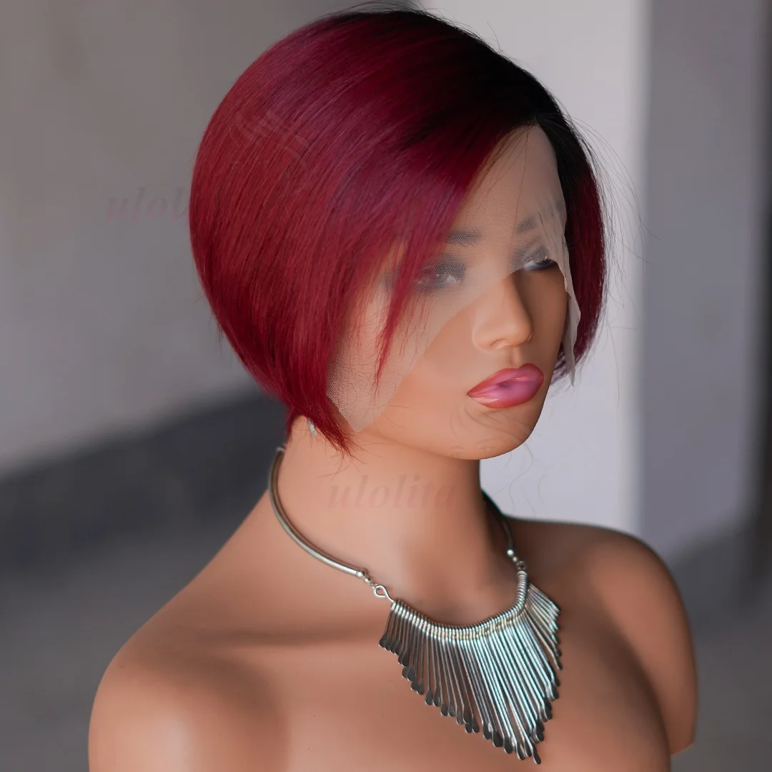 99JPixie Cut 13x4 Transparente Lace-Front-Perücken für Frauen, kurze Bob-Perücke, Inidan, vorgezupfte Lace-Frontal-Perücke aus Echthaar, 200 Dichte – Detail 21