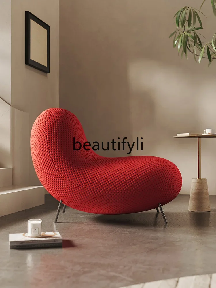 

Modern minimalist red lazy sofa chair casual style recliner