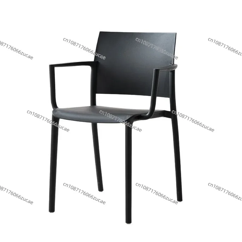 

Dining Chair Home Backrest Milk Tea Shop Thickened Plastic Chair Armrest Simple Leisure