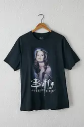 90s Black Buffy The Vampire Slayer T-Shirt basic black graphic tee NH5361