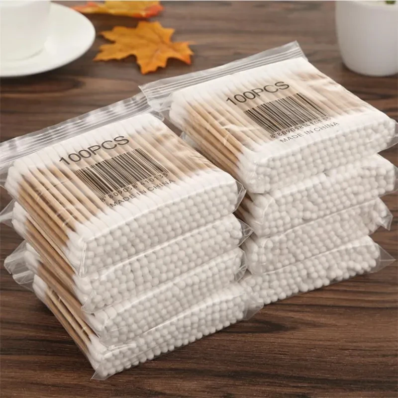 500pcs Double Head Cotton Swab Women Makeup Cotton Buds Tip for Wood Sticks Nose Ears Cleaning Health Care Tools 500pcs Double H