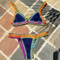 Hand Hook Bikini 2025 Bandeau Biquini Women Sexy Swimsuit Female Push Up Swimwear Solid Patchwork Bathing Suit Crochet Beachwear 3