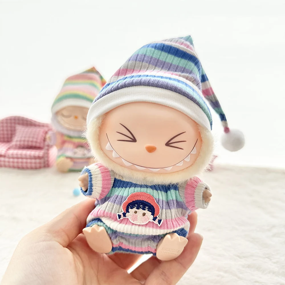 

Для 17 см Labubu мини плюшевая кукла одежда монстр аксессуары для одежды комбинезон Радужный свитер комплект