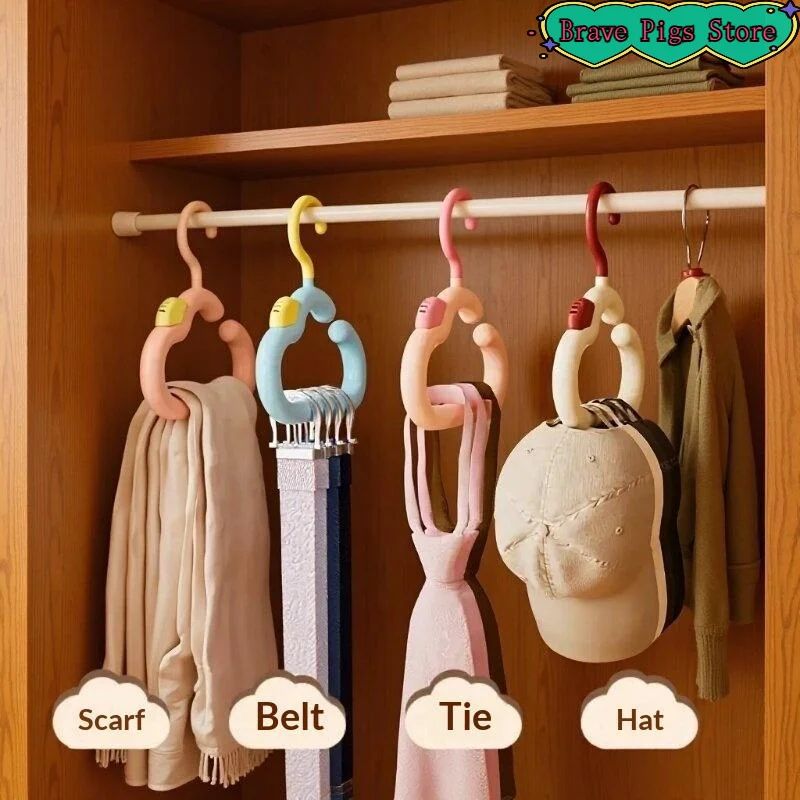 Rotatable Hat Storage Clothes Hanger Multi-Function Hook Home Use Plastic Coat Hanger Adult Closet Storage Cloud Shaped Hooks