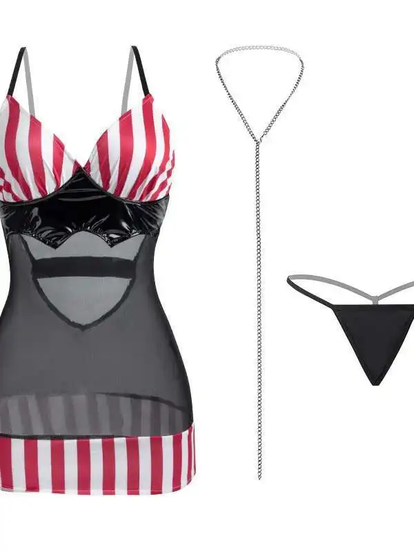 مثير المرأة مثير العميق الخامس الرقبة شبكة شير مخطط الحمالة حقيبة الأرداف تانك فستان قصير فستان موحد أنيق الساخن مثير أعلى Z8JU