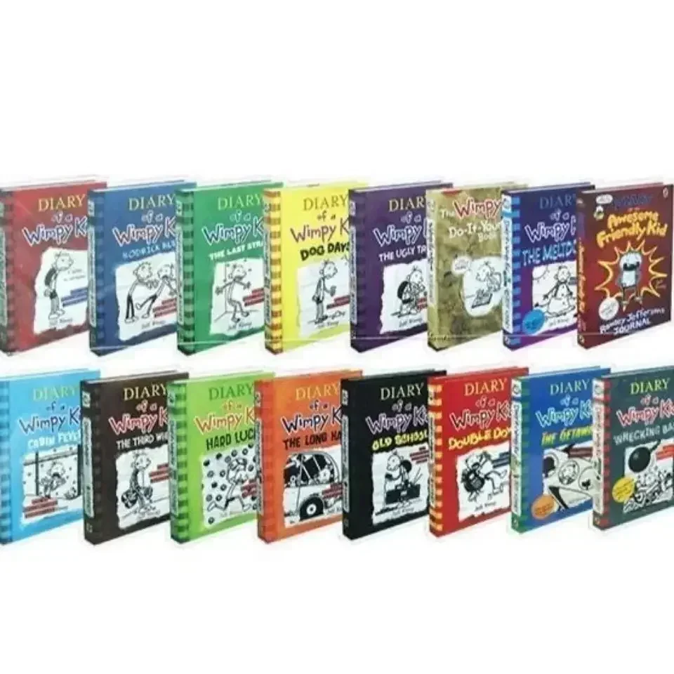 Books ofWimpy Kid Diary English 16-volume set children's black and white page story picture book English extracurricular reading