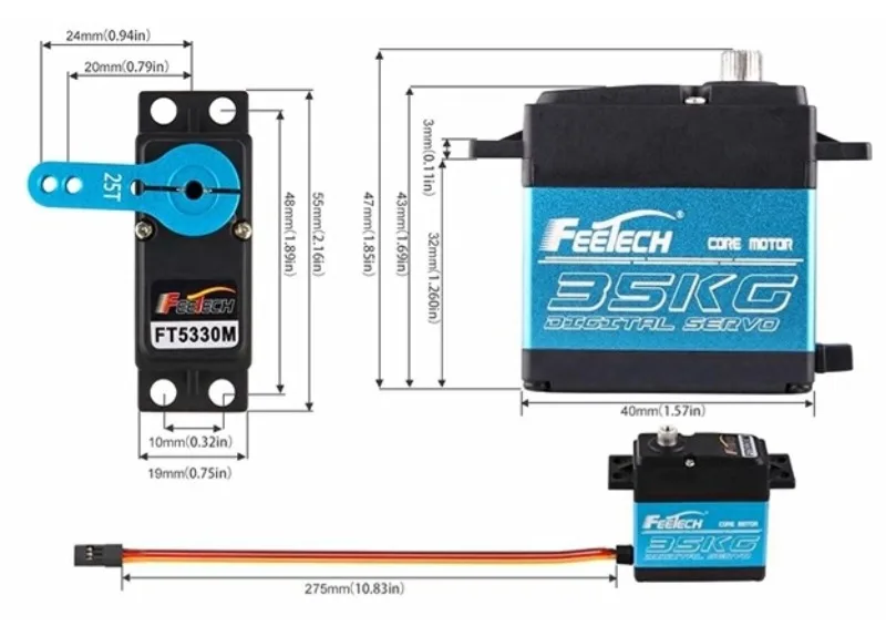 Servomoteur numérique personnalisé FT5330M, étanche, 7.4V, 35KG, noyau d'engrenage en acier, pour échelle 1/10, Kit robotique de direction de voiture Rc, éducation