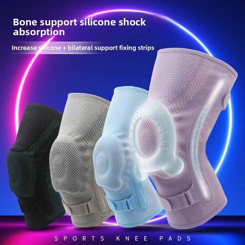 Sports Knee Pads for Men Silicone Shock Absorption Spring Support High Elastic for Basketball and Running Knee Joint