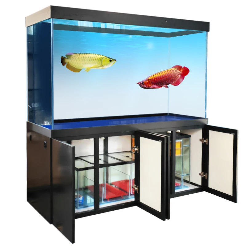 

Custom Large Aquarium Aluminum Cabinet with Sump Bottom Filtration ultra clear Glass Aquarium Fish Tank