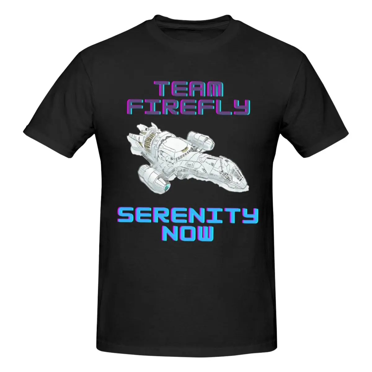 Men Firefly Serenity Retro T Shirt Vintage Cotton Crewneck Tee Shirt
