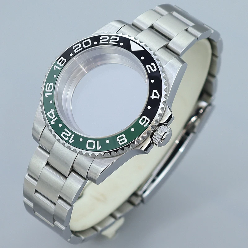 

nh34 40MM Luxury Watch Case Brushed Bracelet Sapphire Glass For Seiko NH35 NH36 NH34 Miyota8215 Eta 2824 Movement 28 5mmdial GMT