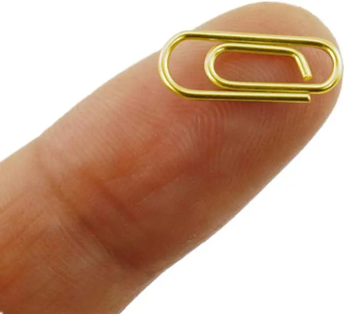 50 Gold Mini Paper Clips, 3/5 Inch Tiny Cute Metal Bookmarks Clip