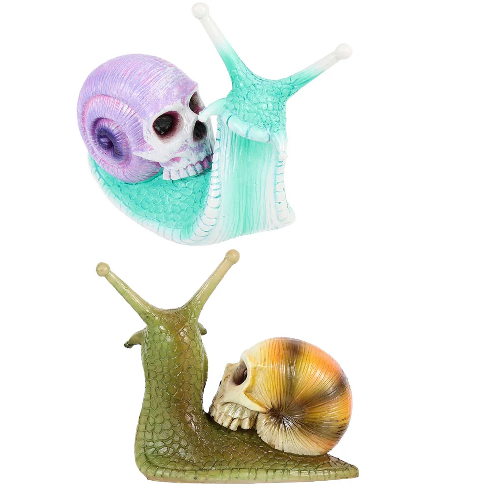 

2 Pcs Snail Decoration Ornaments Smooth Surface Statue Tabletop Animal Hand Crafted Modeling Resin Creative Desktop Practical