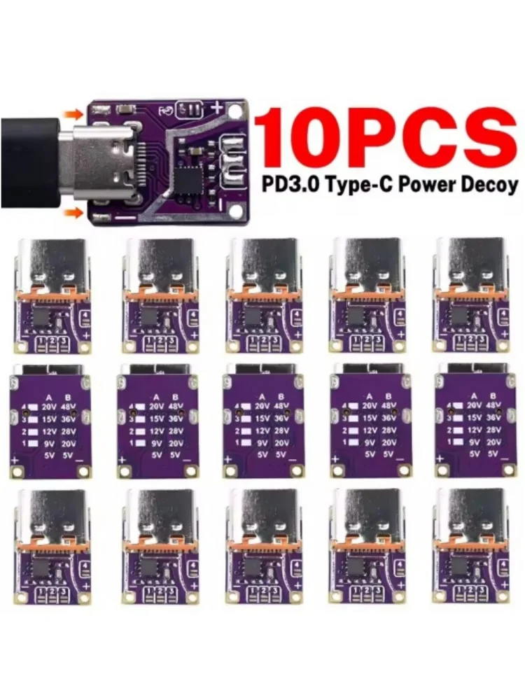1-10 SZT. Moduł szybkiego ładowania PD3.0 PD3.1 QC3.0 Deceiver, wyzwalacz napięcia DC 5/9/12/15/20/28/36/48V, interfejs PD do DC Type C — 2