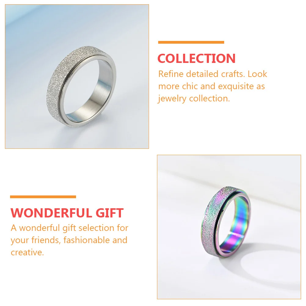 

3Pcs Stainless Steel Rotating Unisex Rings Stylish Durable Finger Jewelry Gift Festival Accessories Finger Ring