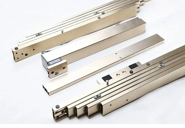 Invisible single-leg multi-section dining table slide rail flat push telescopic dining table aluminum alloy folding table track