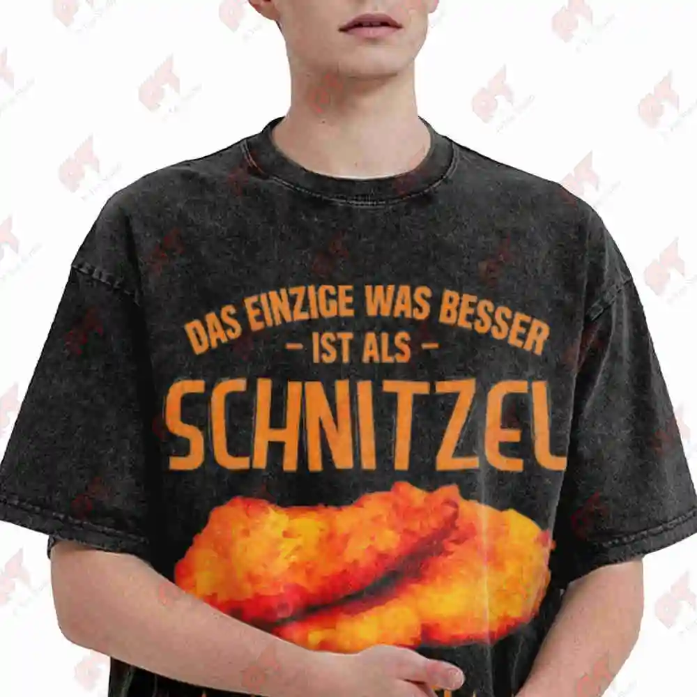 Funny Austrian German Saying Schnitzel Wiener Food Lover Vintage Washed Tee Pure Cotton T-Shirt