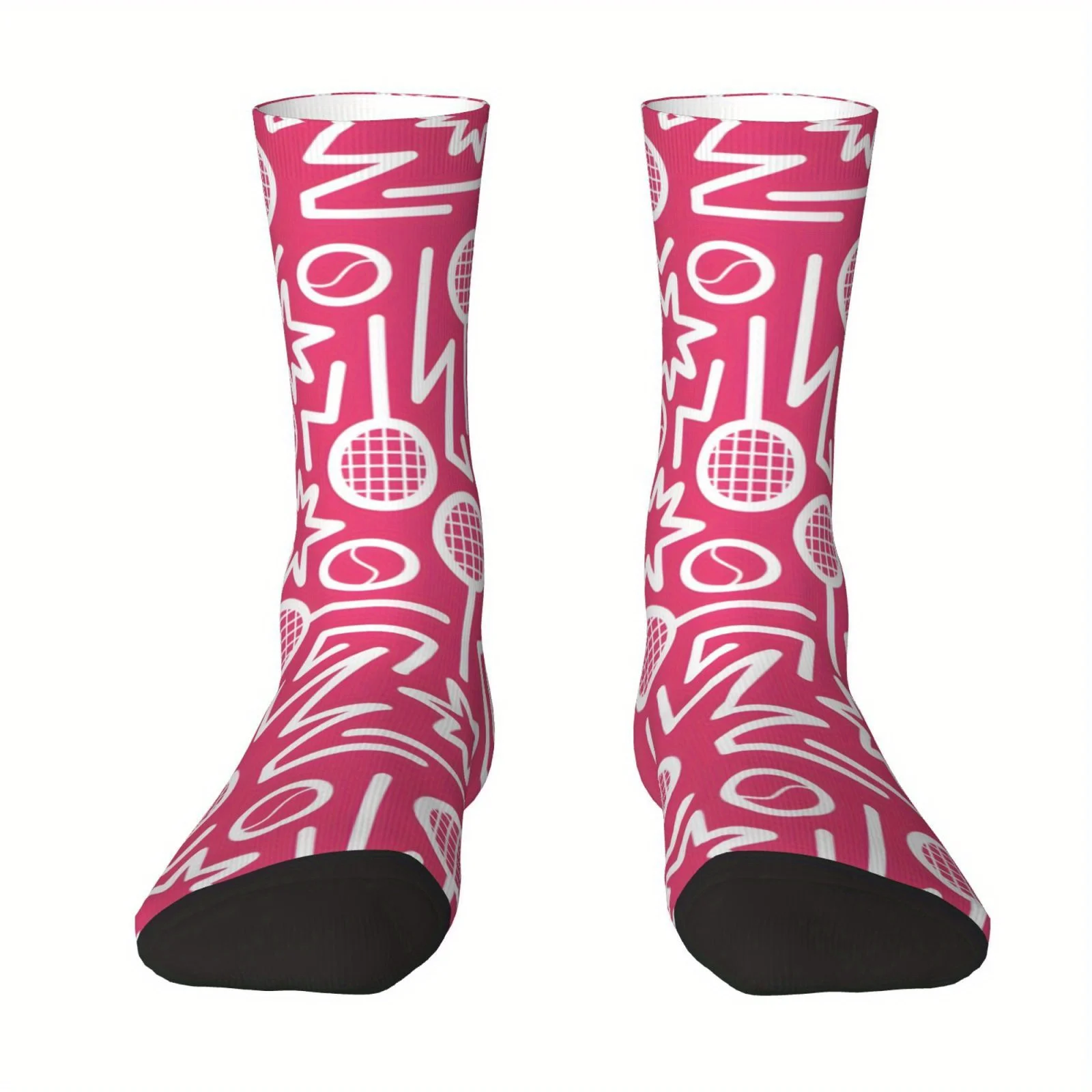 1 Pair Hip Hop Retro Crazy Tennis On Pink Crazy Men's Compression Socks Harajuku Seamless Printed Funny Novelty Happy Funny