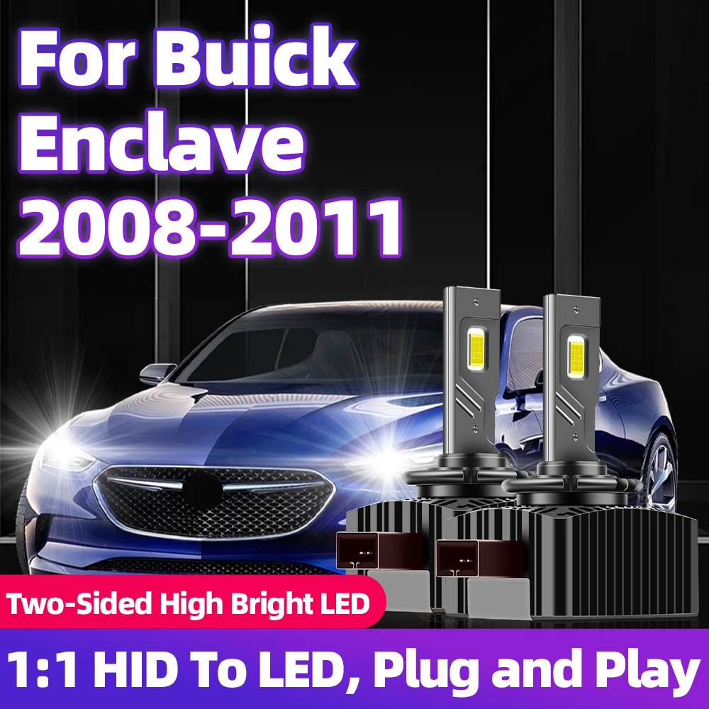 For Buick Enclave 2008 2009 2010 2011 LED Headlights 30000LM D1S Turbo Auto Bulbs 1:1 12V Car Front Head Lamps to Replace HID