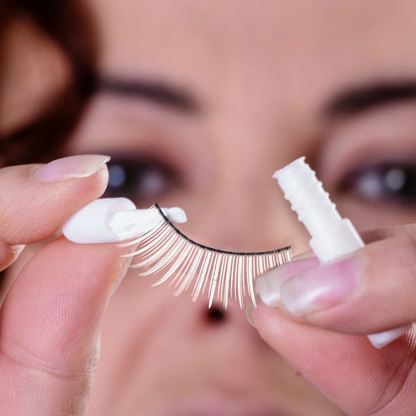 

Dense 3D False Eyelashes Waterproof Artificial Lashes For Party Wedding Daily Use White Makeup Lashes For Women
