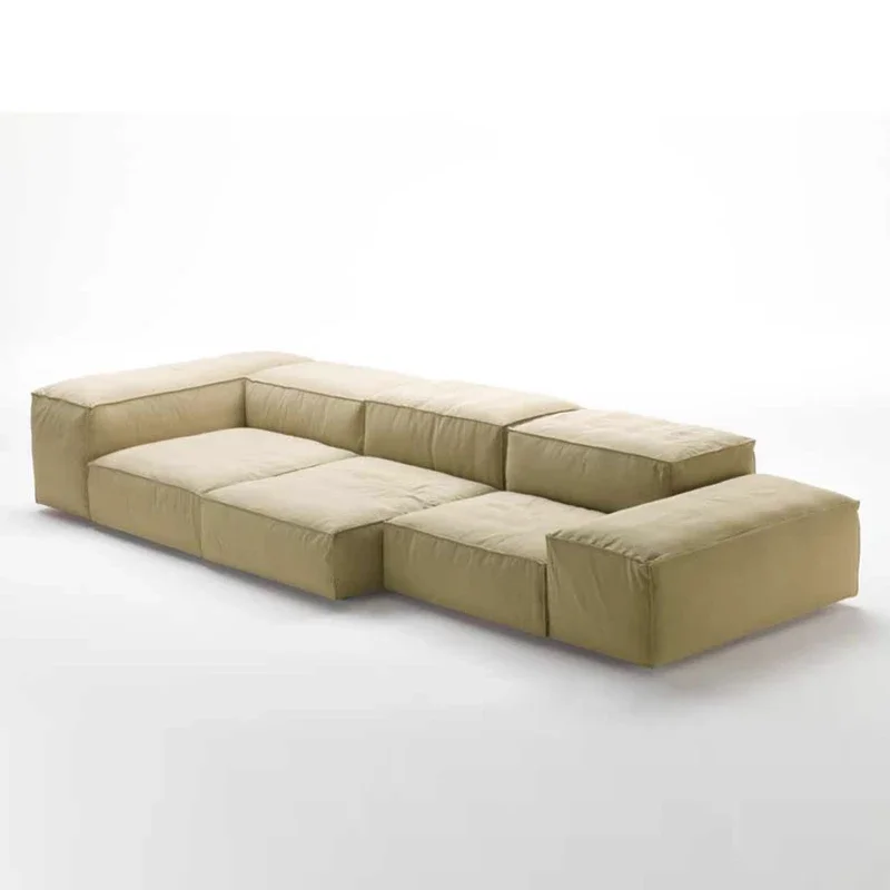 Italian minimalist tofu sofa straight row living room can be freely combined module horizontal double-sided square fabric sofa