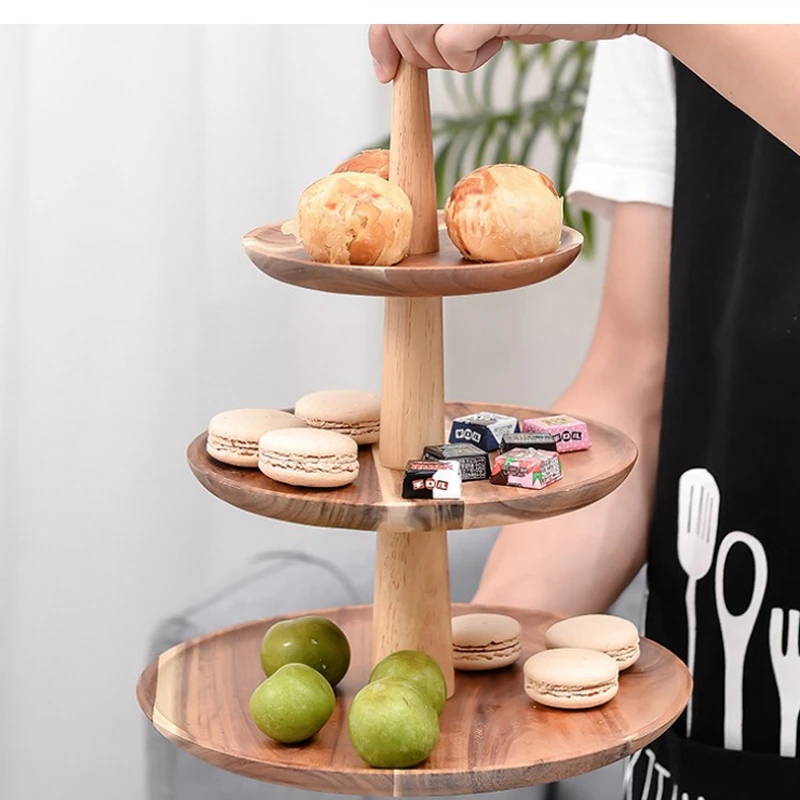 Nordic Wooden Cake Stand Kindergarten Dessert Display Modern Minimalist Home Fruit Candy Plate Birthday