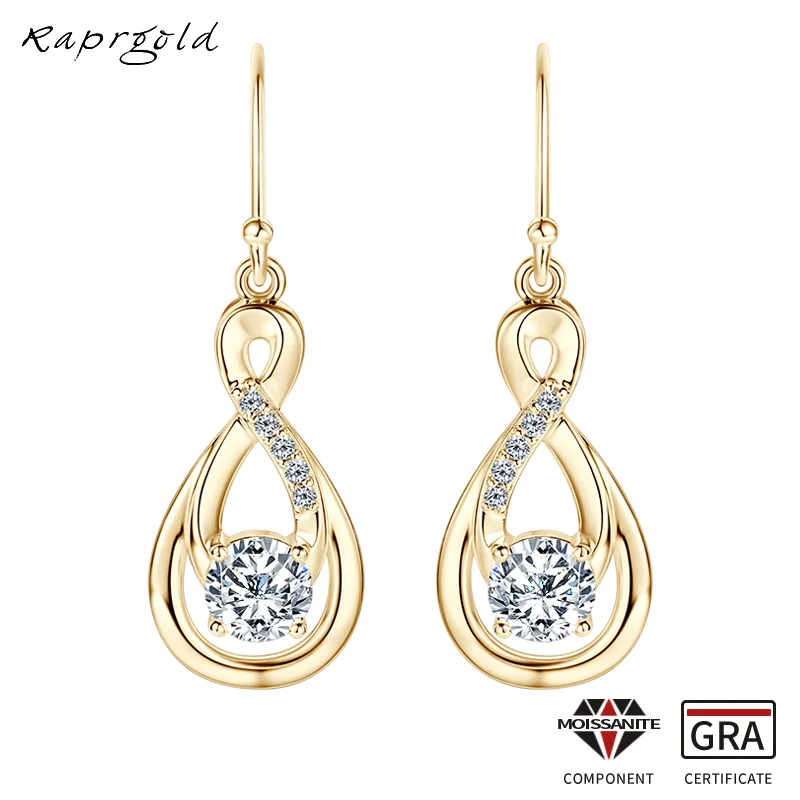 

RAPRGOLD 925 Sterling Silver Classic Dangle Earrings 5.5mm Moissanite Earring With Certificate for Women fashion Jewelry Gifts