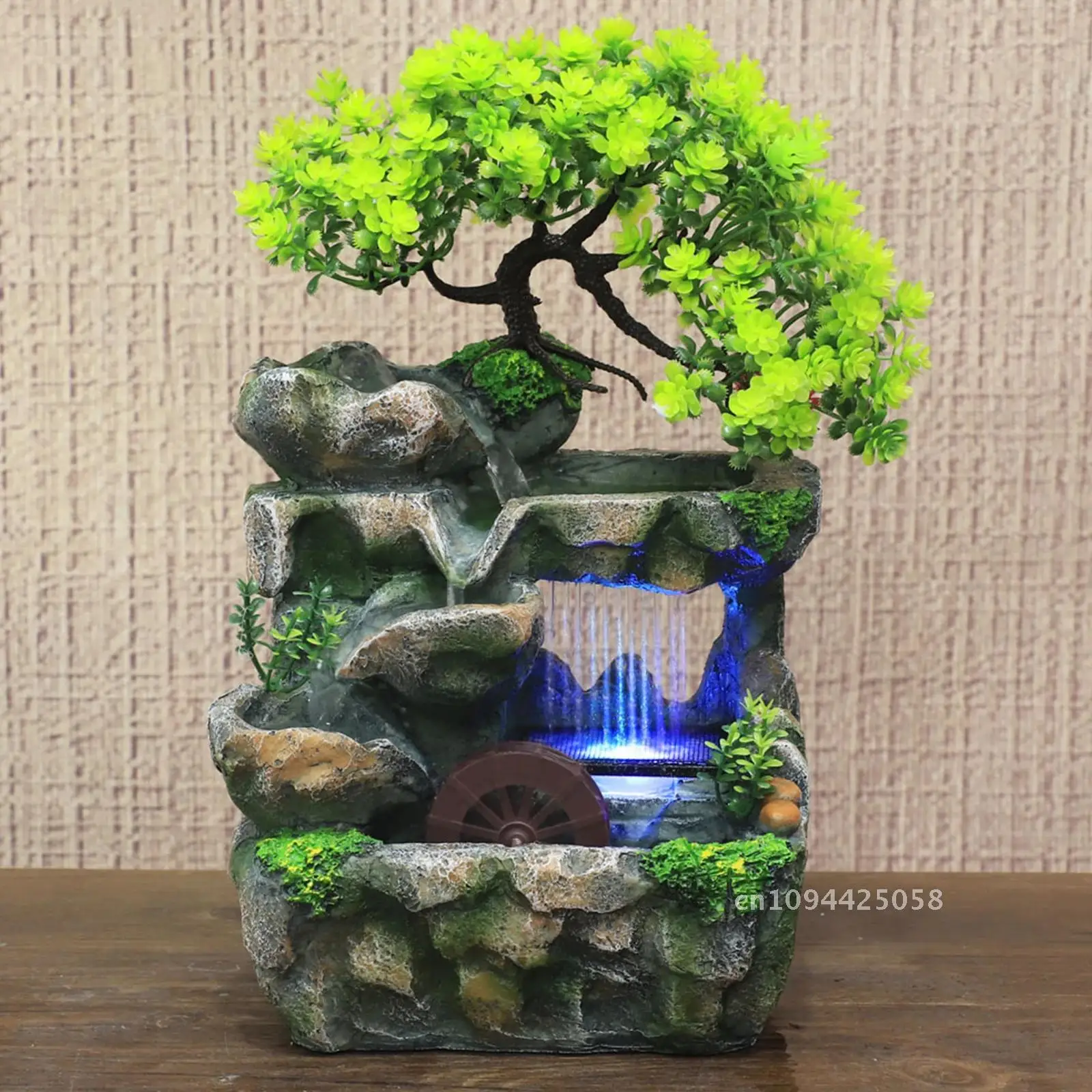 

Desktop Small Rockery Simulation Tree Flowing Water Fountain And Rain Scenery for Meditation Yoga Room Creative Decorative