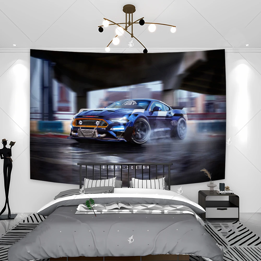 Cool Snake Racing Car Tapestry Flag Banners Wall Hanging Art Bedroom Decoration Psychedelic Wall Tapestry Curtain Background