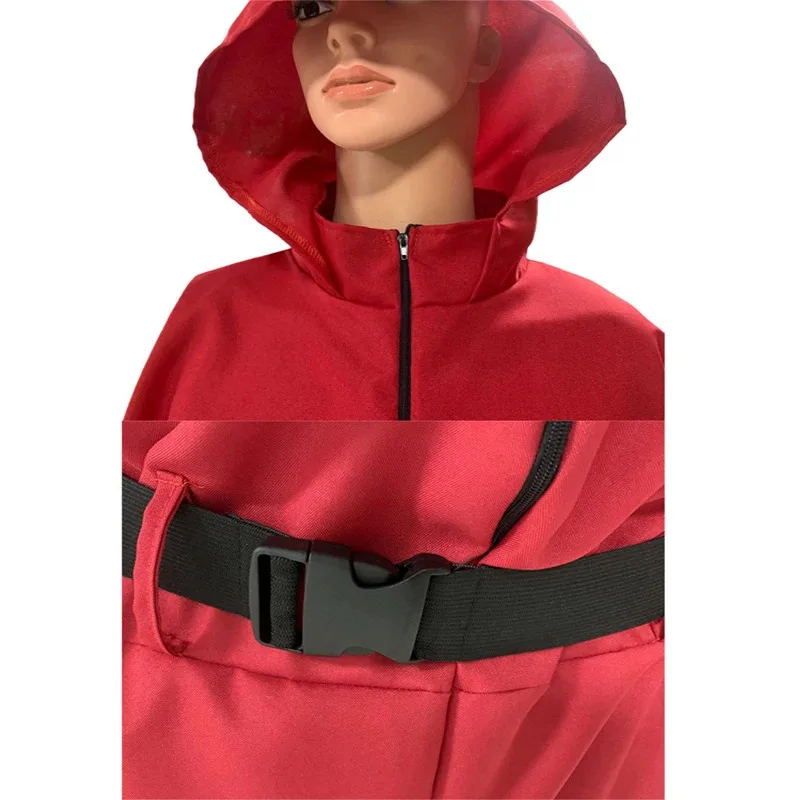 Calamari Guanti con cintura generale con cappuccio Set maschera Hallowe TV Game Guard Costume cosplay Tuta rossa Outfit Adolescenti adulti Tracksui
