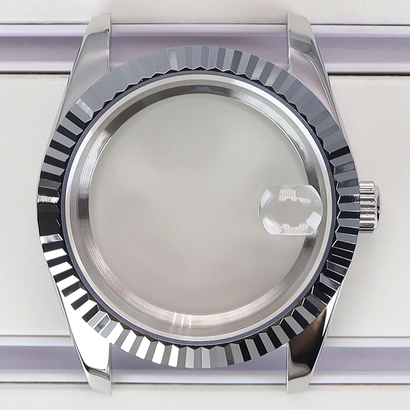 Fluted 36mm/39mm NH35 Watch Case With Sapphire Crystal For Datejust SK NH35 NH36 NH38 4R36 Miyota 8215 8205 Movement 28.5mm Dial