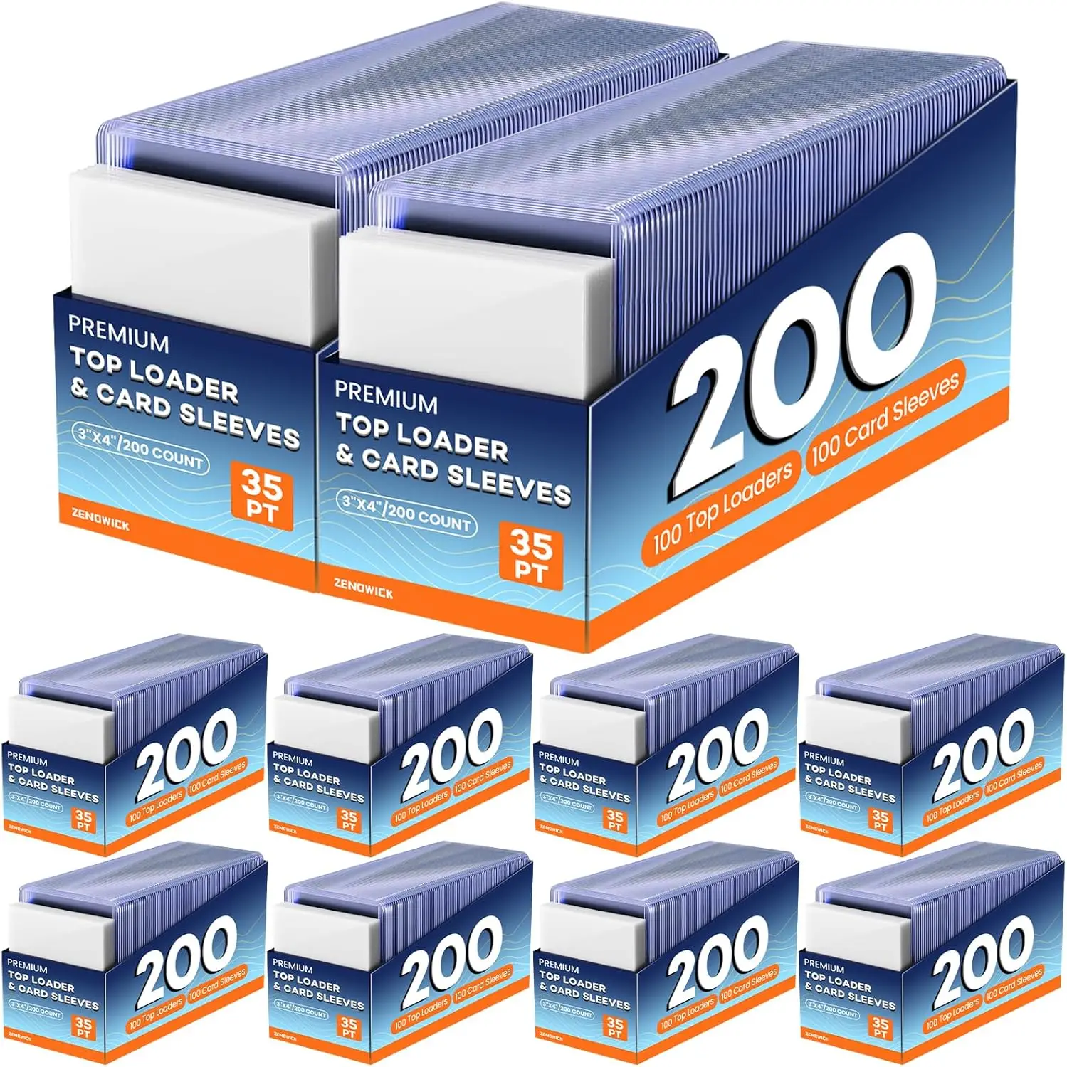 

2000 Card Sleeves and Top Loaders, 3" x 4" Hard Plastic Protectors for Baseball, Football, and Trading Cards (1000 Each)
