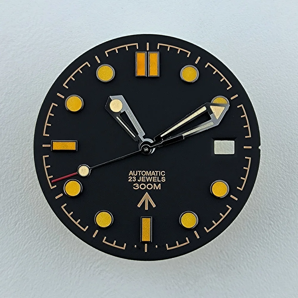 Watch Dial 31mm N H35 Dial Watch dial Custom logo Blue/Yellow Luminous dial Suitable for N H35 N H36 movement watch accessories