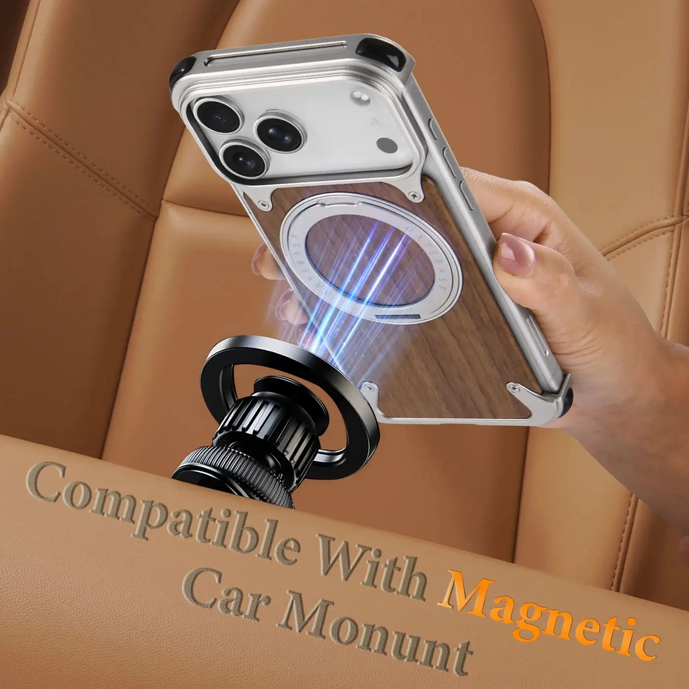 

Чехол для телефона Oatsbasf из цельного дерева для iPhone 17 Pro Max/Air/16 Pro с 360° ° Вращающаяся подставка, магнитный защитный чехол от падения