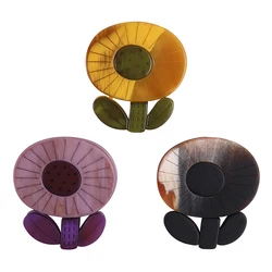 New Trendy Big Sunflower Acrylic Brooches Pins For Women Vintage Plant Flower Brooch Lapel Pins Fashion Party Jewelry Gift
