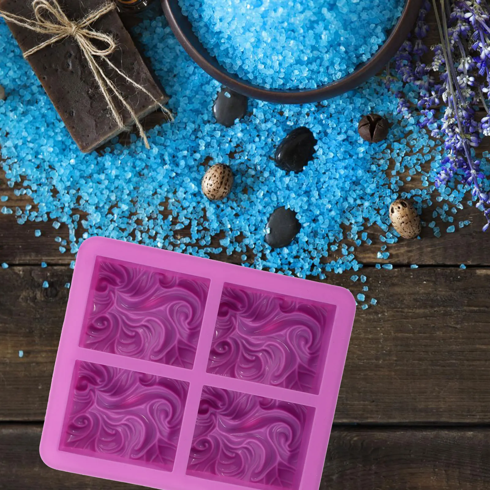 

2Pcs Silicone Soap Bar Mold Sea Wave Pattern for Baking Aromatherapy Handmade Soap Crafting Wide Uses No Odor