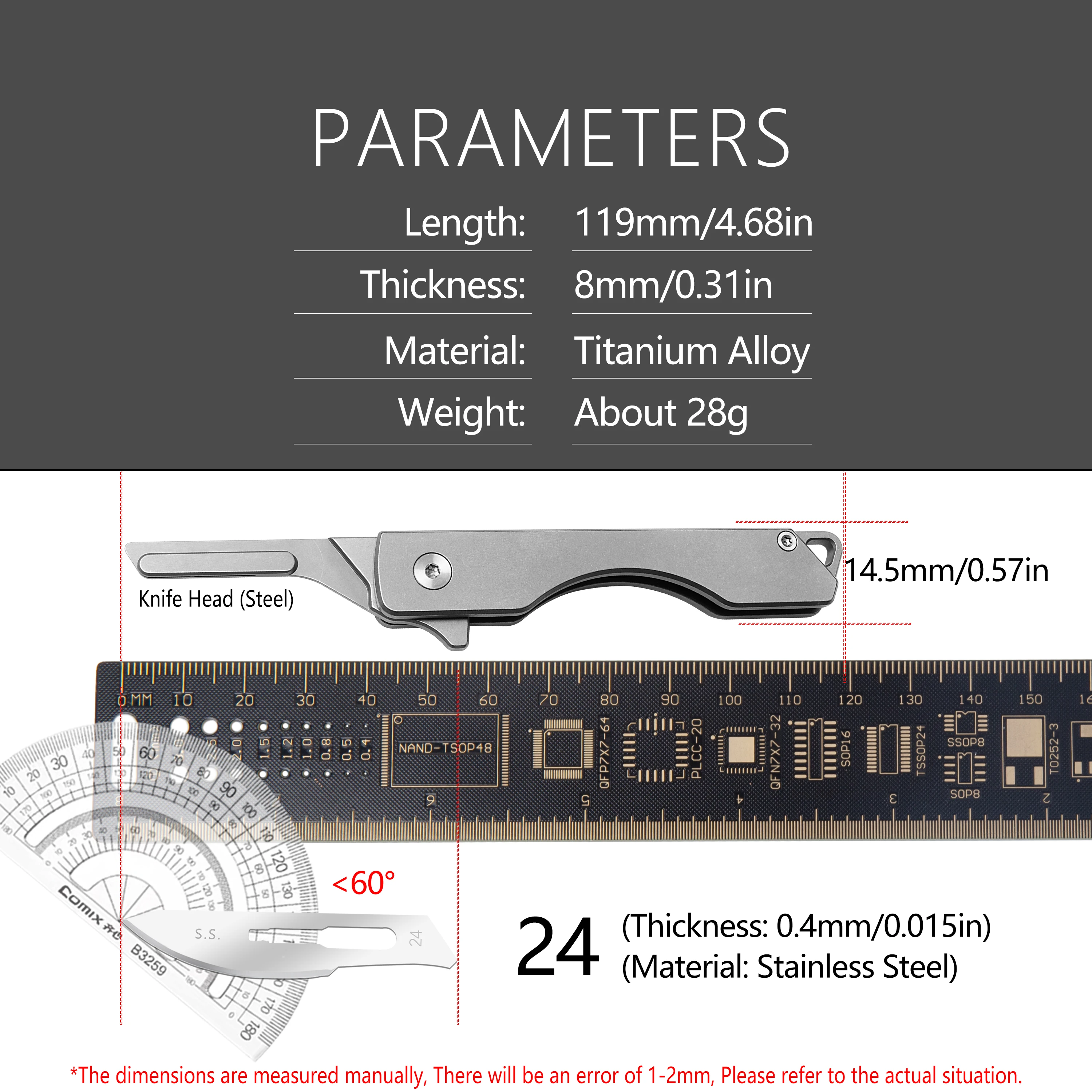 Titanium Alloy Folding Scalpel #24 Stainless Steel Surgical Blade Pocket  Knife Outdoors Portable Multifunctional DIY Hand Tool