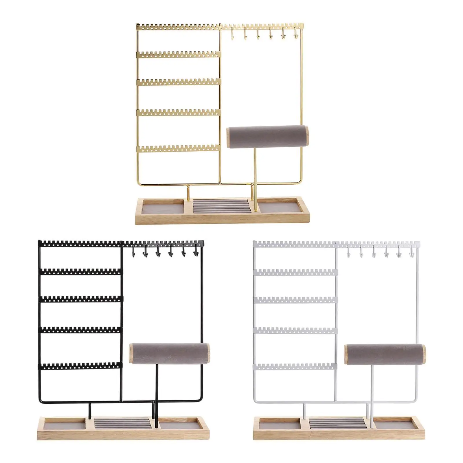

Jewelry Display Stand Bracelet and Stand Decoration Multi Layer with Wooden Tray Ear Holder for Office Bedroom Girls