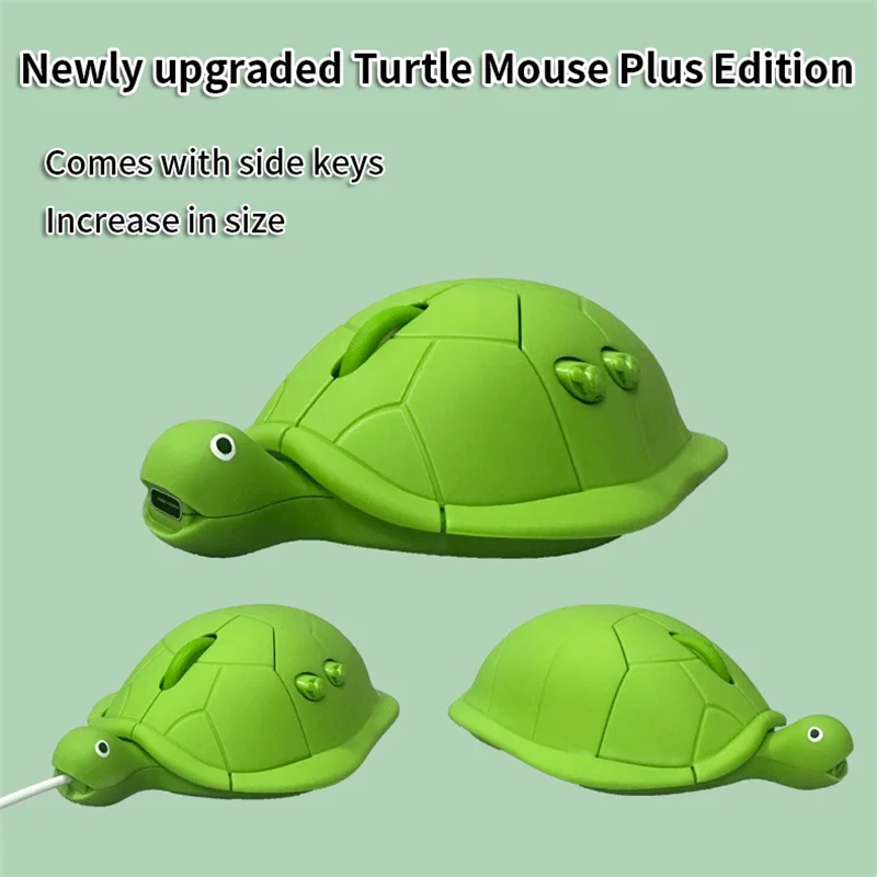 

New Generation Turtle Mouse Ergonomic Design Mute Button Larger Size With Side Keys Comfortable Grip Office Use Wired, Wireless
